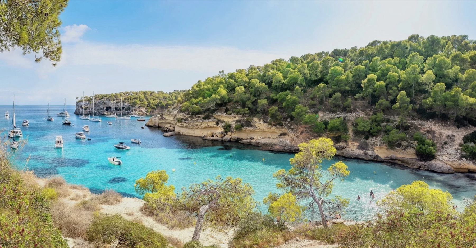 Cala with anchored boats